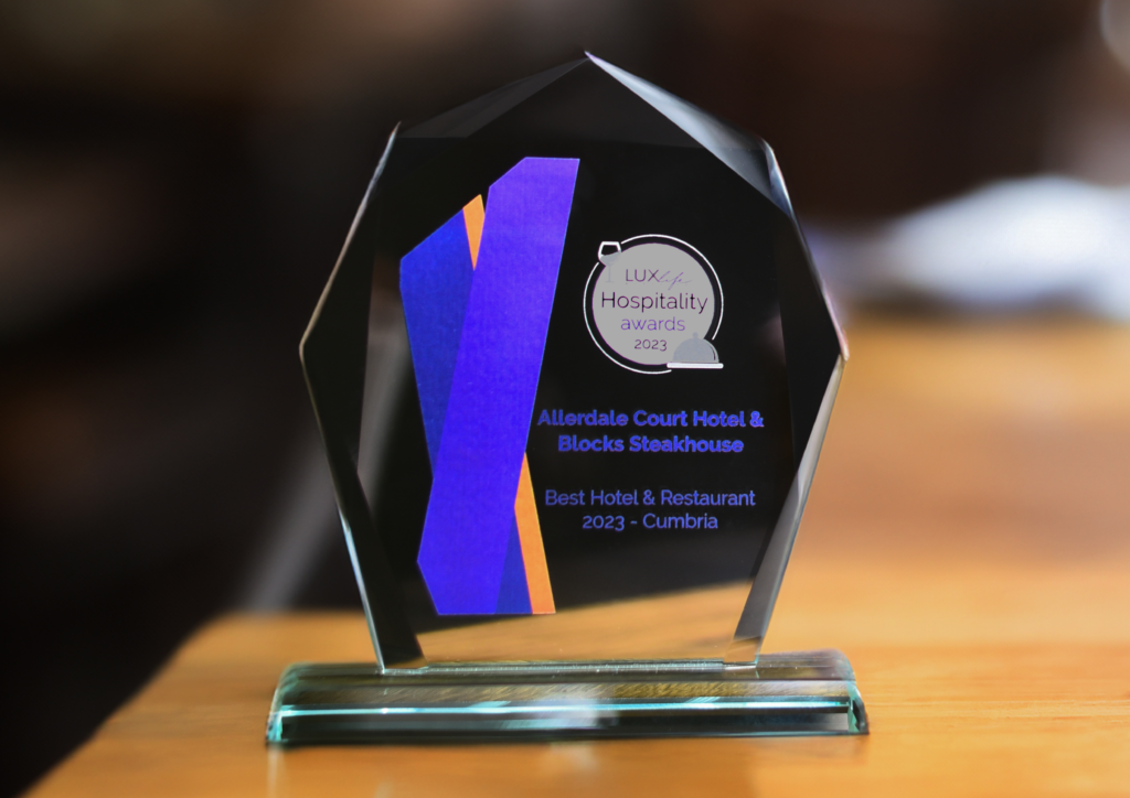 Lux Hospitality Award on display 